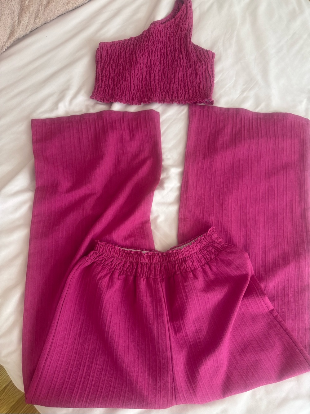 SHEIN Bright Magenta Smocked Two-Piece Set